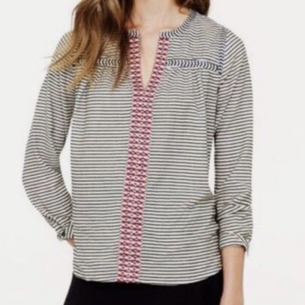 NWOT J. Crew Embroidered Peasant Top